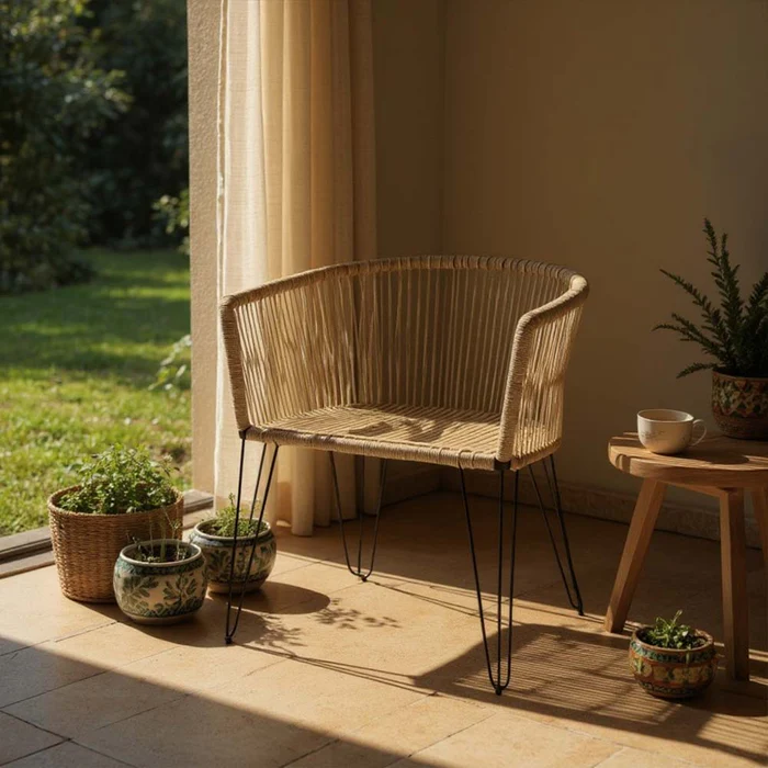 Chaise-design-tressee-couleur-sable-artisanat-Madagascar