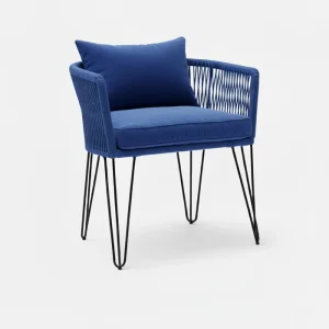 Chaise en corde tressée bohème Bleu Roi | BELLY