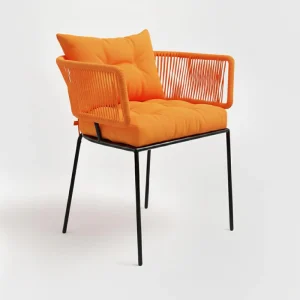 Chaise en corde tressée bohème intérieur-extérieur Orange | BELLA