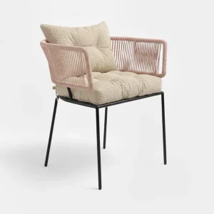 Chaise en corde tressée bohème intérieur-extérieur Vieux Rose  |  Bella