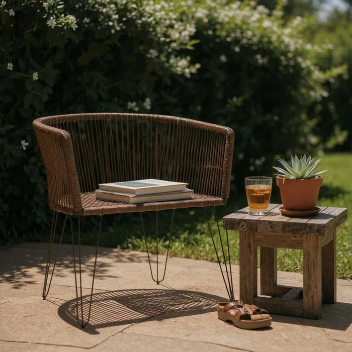 chaise-design-artisanale-en-nylon-coton-chocolat