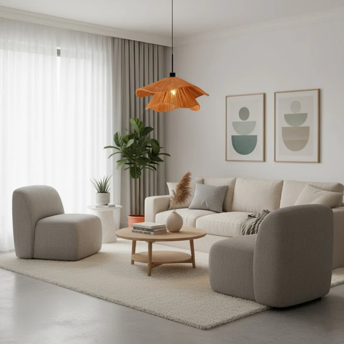 luminaire_artisanal_fibres_naturelles_orange