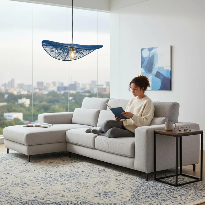 Suspension_en_corde_naturelle_boheme_chic_Bleu_Roi_Collection_MANAKARA