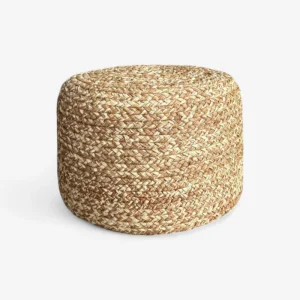 Grand Pouf en Raphia tressé bohème Cannelle