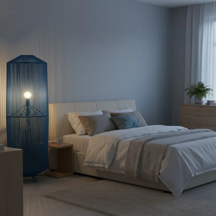 Lampe_sur_pied_boheme_chic_Bleu_Roi_chambre