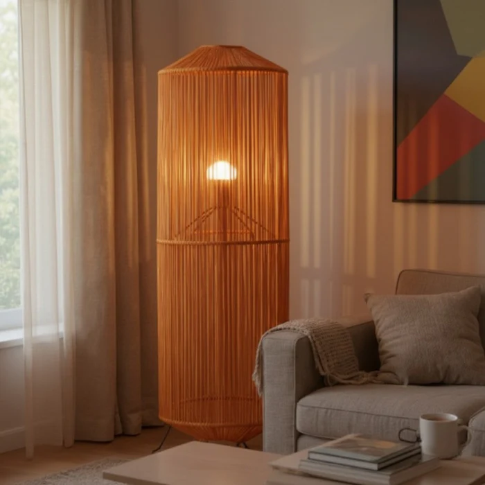 Lampe_sur_pied_boheme_chic_Orange_artisanat_malgache