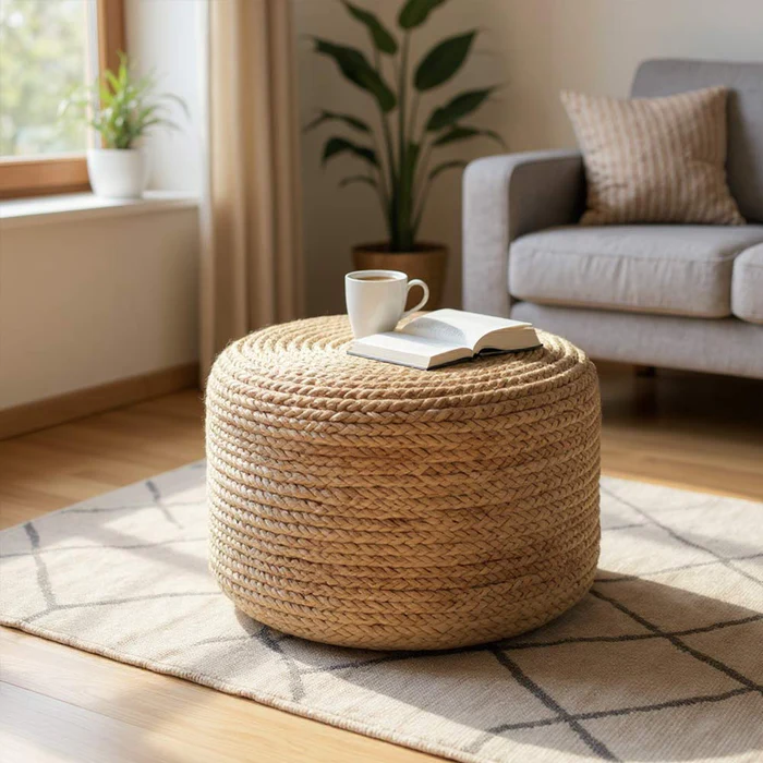 Pouf-en-raphia